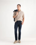 Rare Rabbit Men's Issak Dark Blue Cotton Plain Hawk Slim Fit Jeans