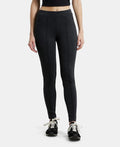 Rayon Nylon Elastane Stretch Treggings with Side Zipper Pockets - Black Melange