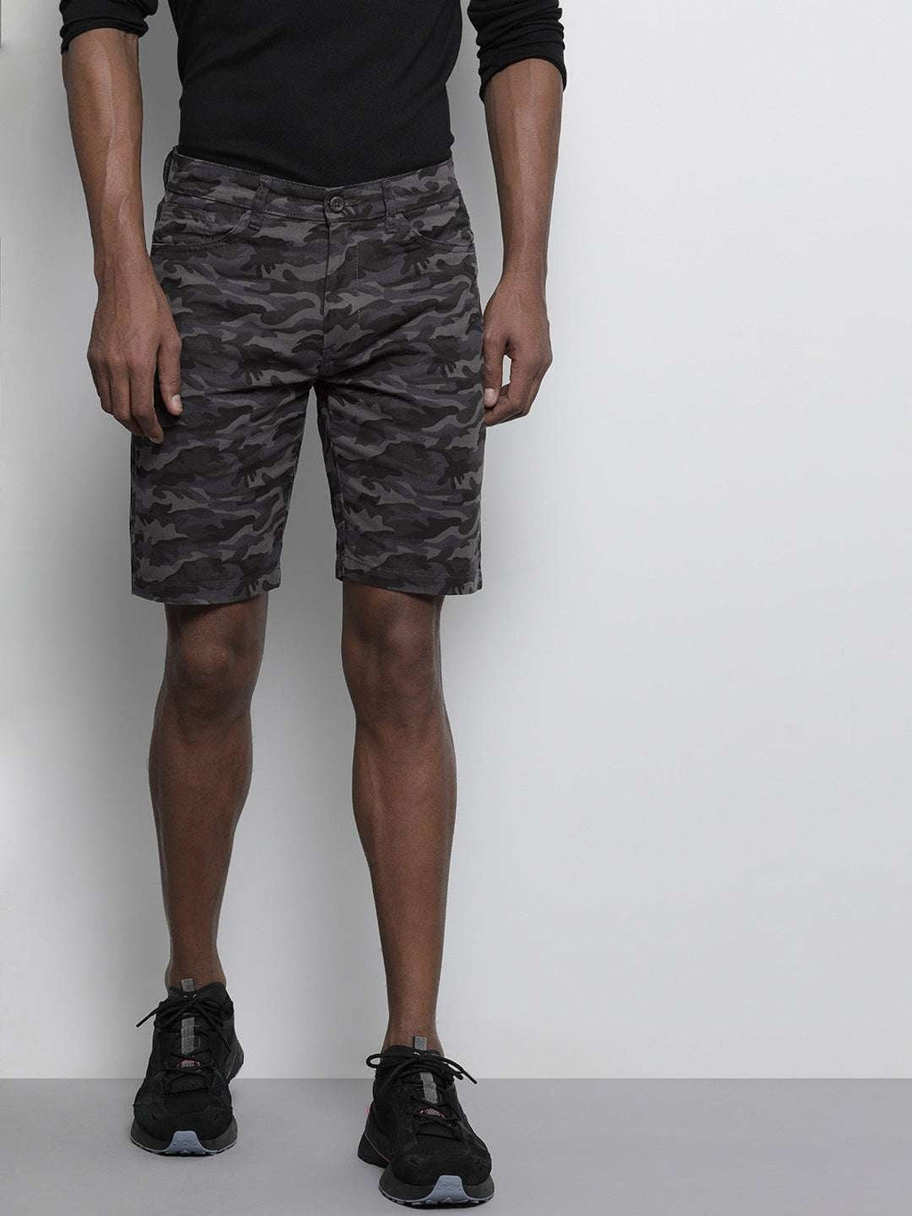 Men's Grey Slim Fit Solid Casual Shorts