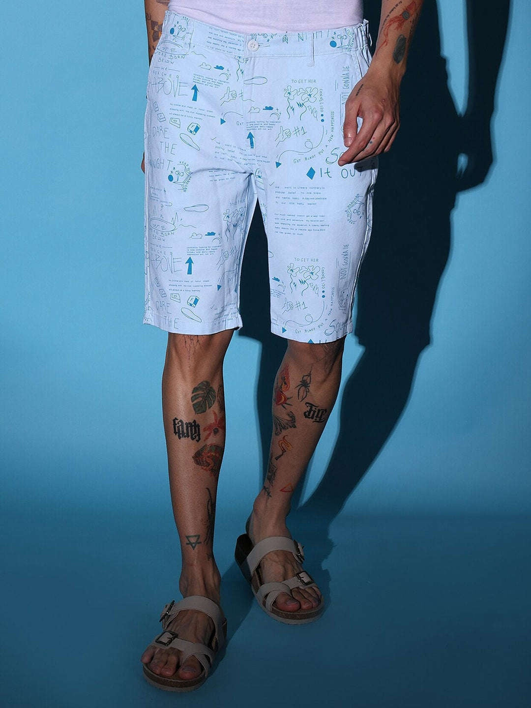Men's White Printed Shorts
