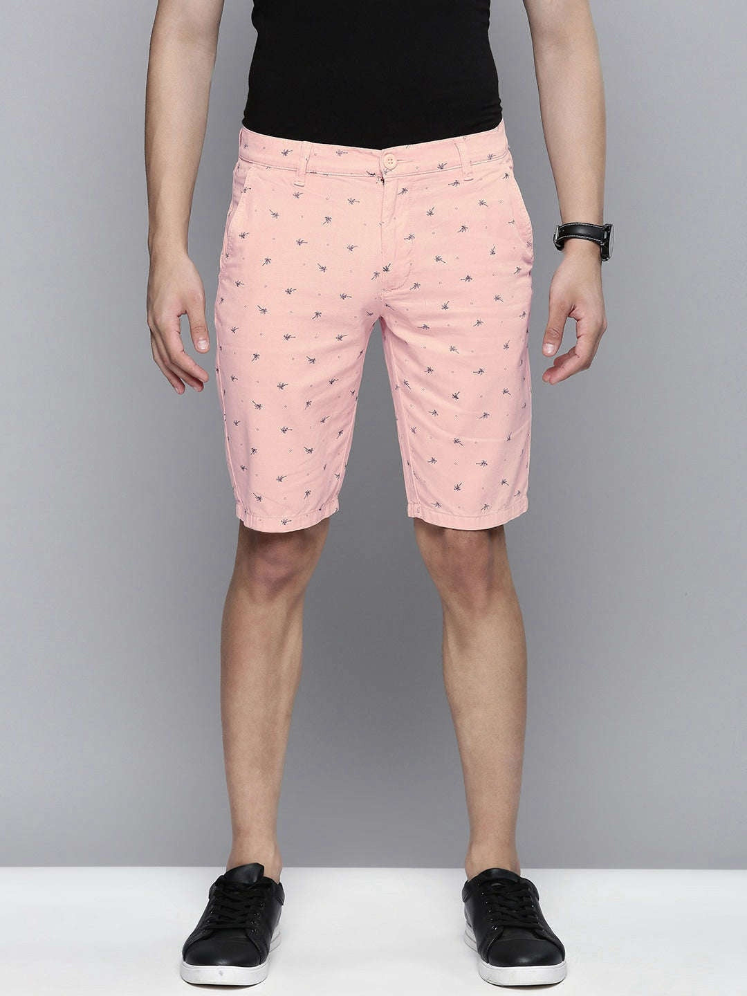 Men's Silver Slim Fit Solid Casual Shorts