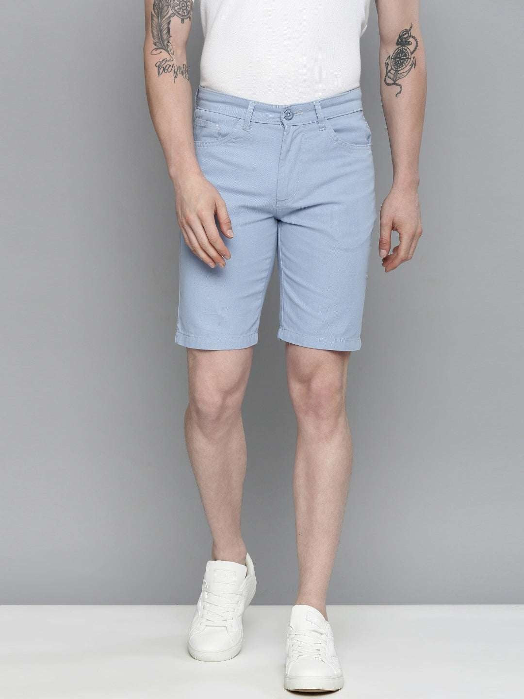 Men's Blue Slim Fit Solid Casual Shorts