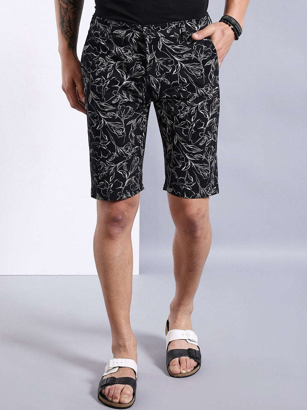 Men's Black Printed Shorts