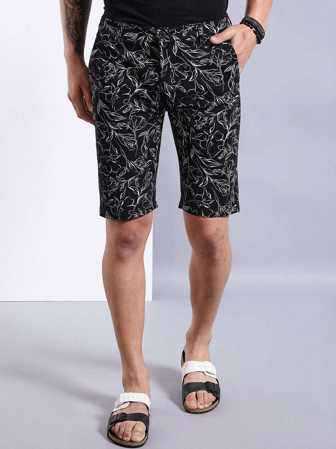 Men's Black Printed Shorts