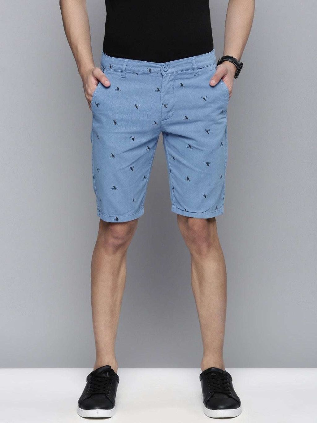 Men's Blue Slim Fit Solid Casual Shorts