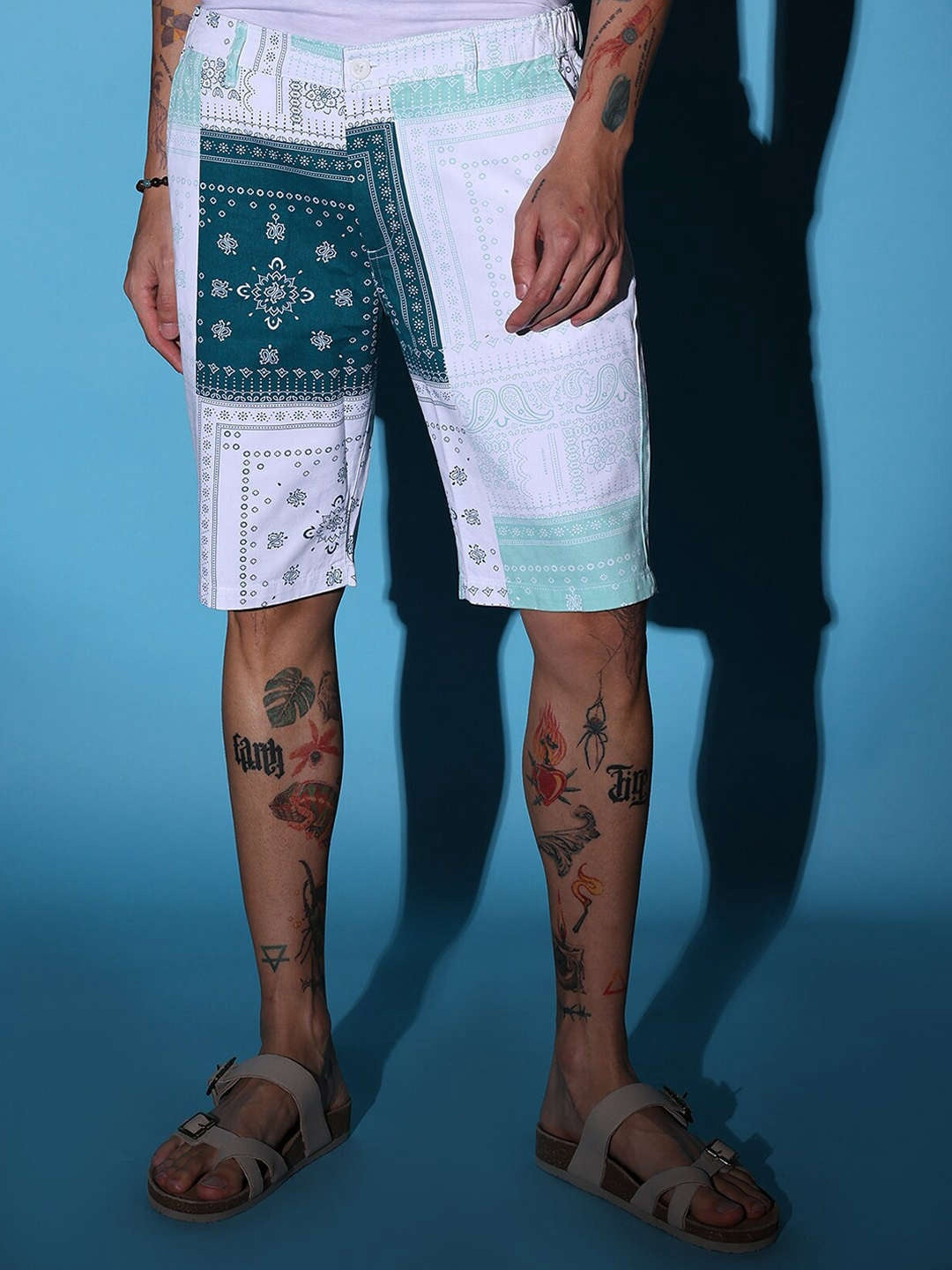 Men's Blue Printed Shorts