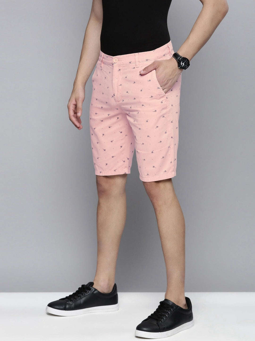 Men's Silver Slim Fit Solid Casual Shorts