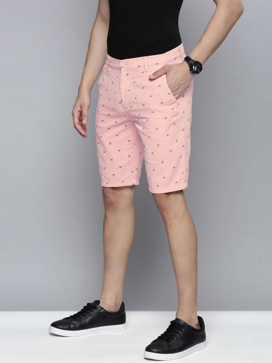 Men's Silver Slim Fit Solid Casual Shorts