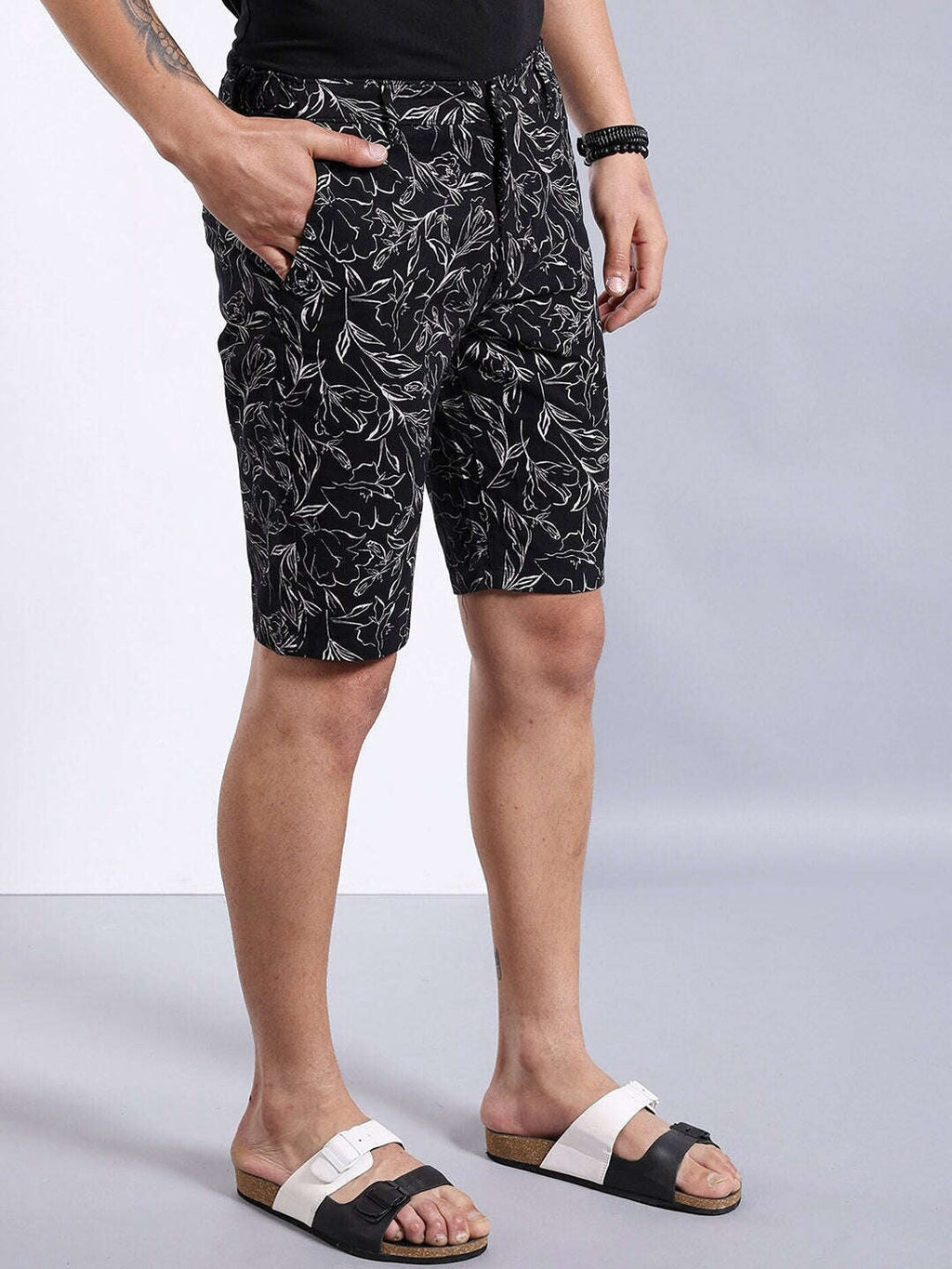 Men's Black Printed Shorts