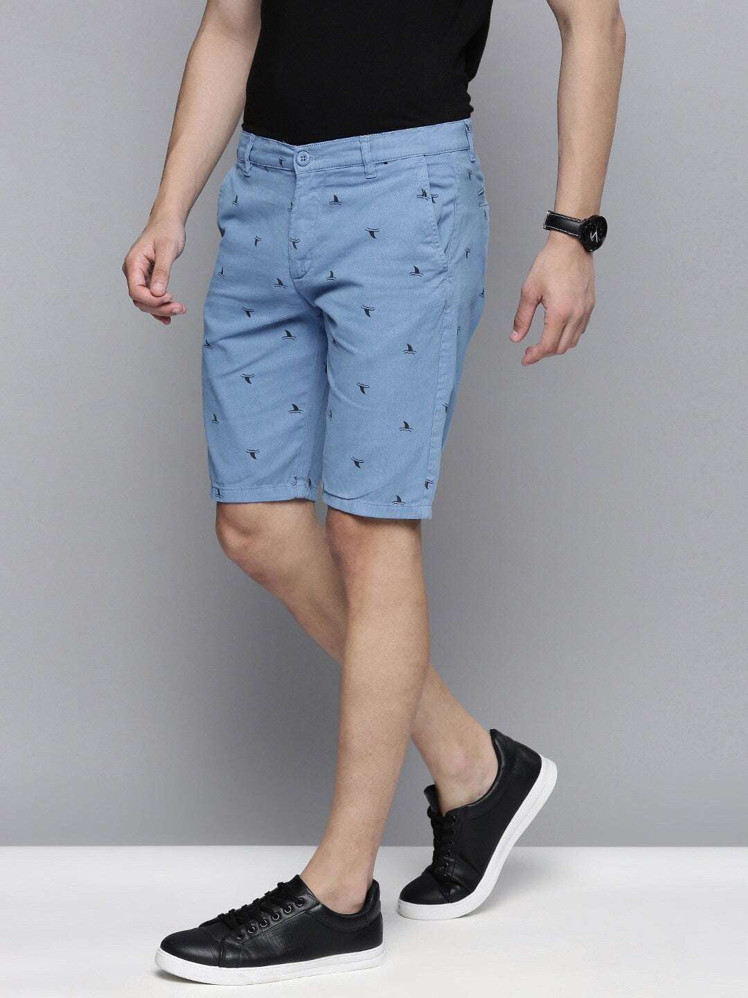 Men's Blue Slim Fit Solid Casual Shorts