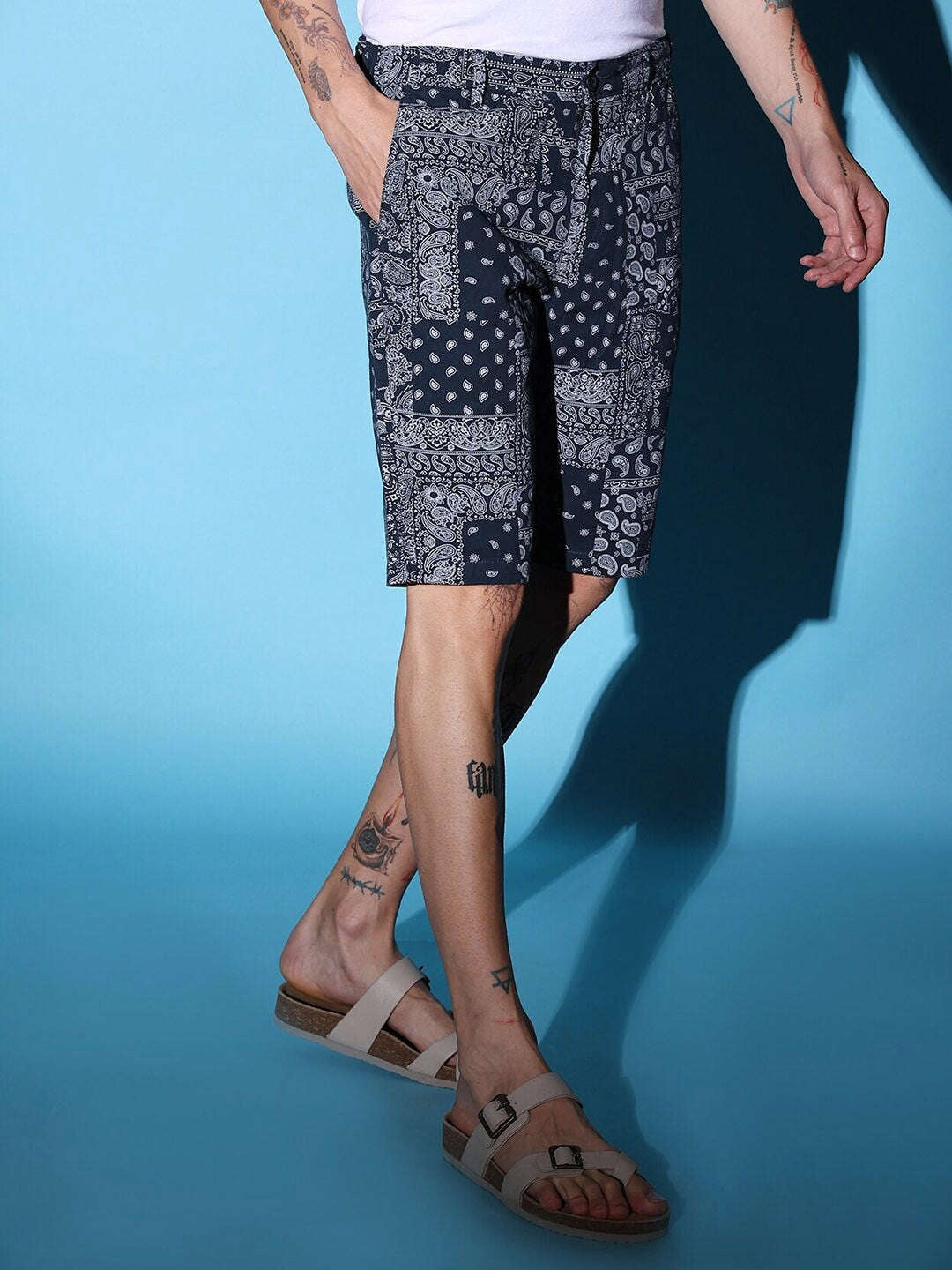 Men's Navy Printed Shorts