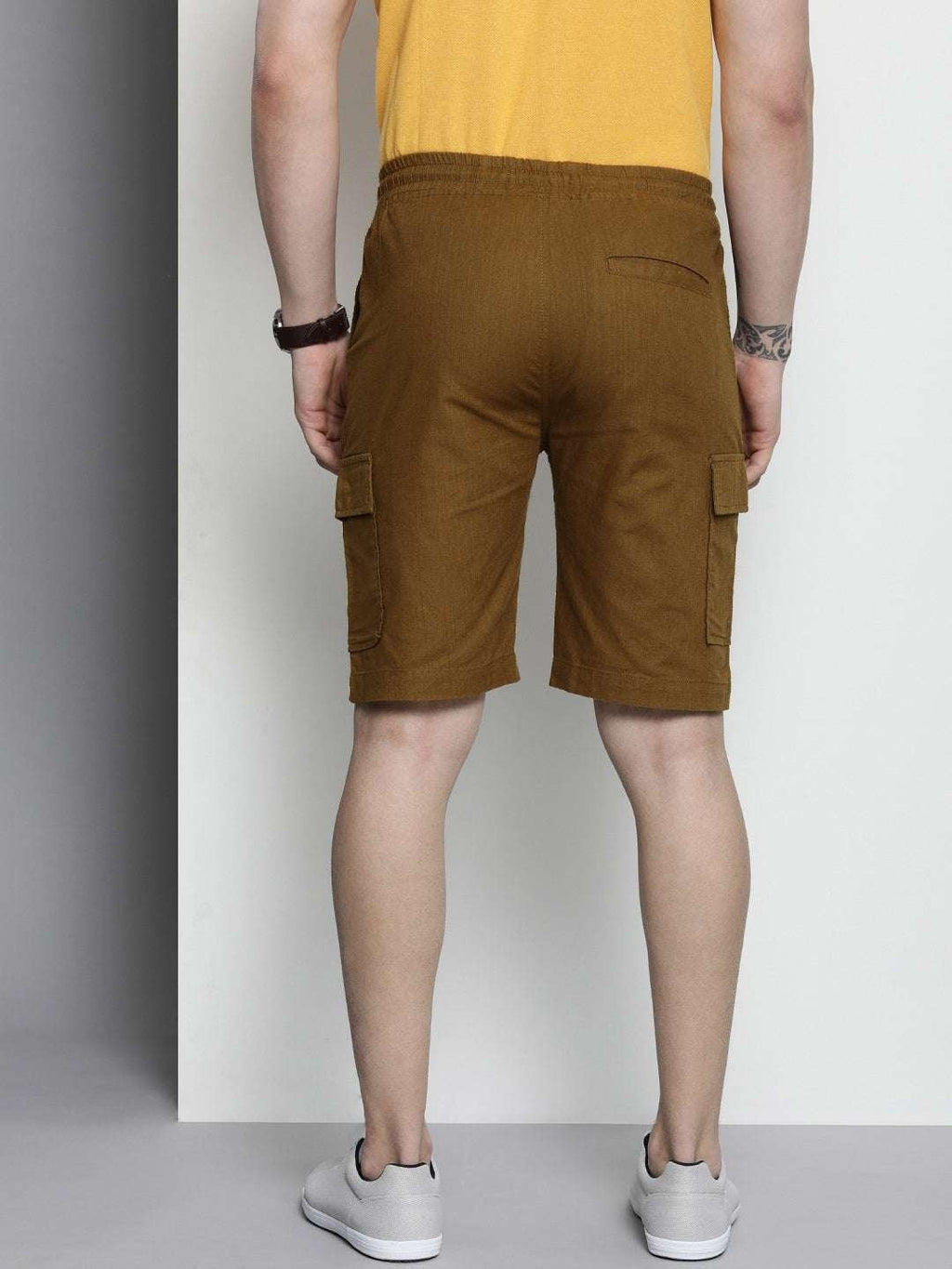 Men's Brown Slim Fit Solid Casual Shorts