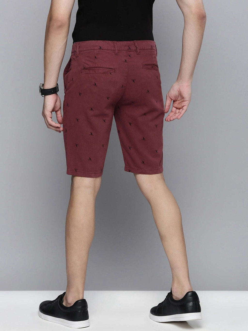 Men's Maroon Slim Fit Solid Casual Shorts