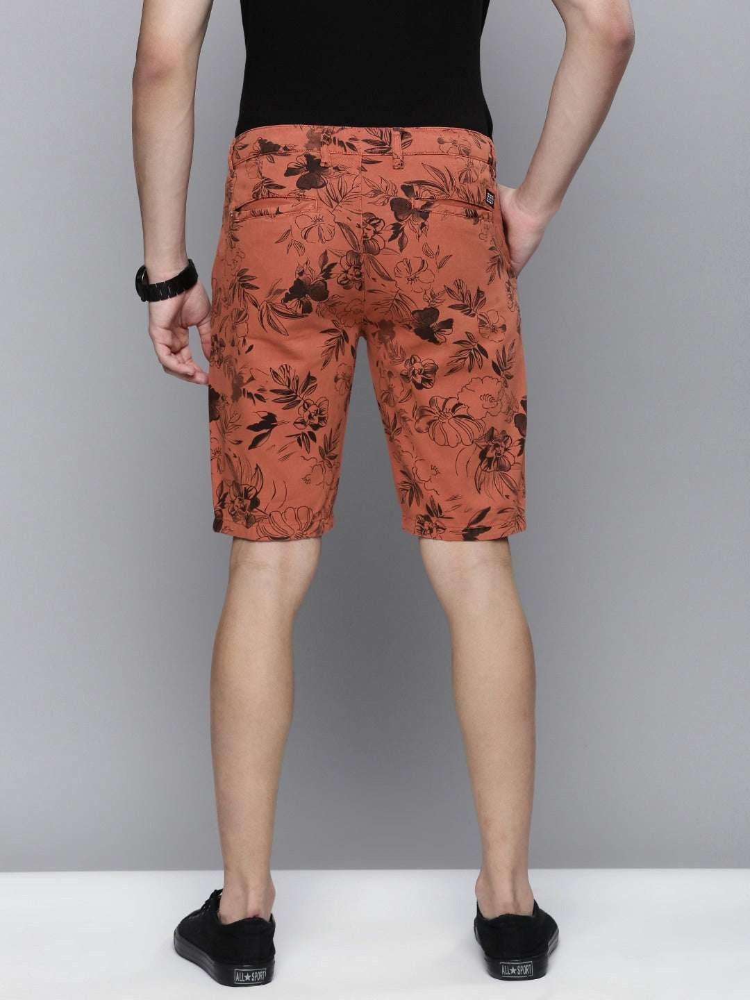 Men's Rust Slim Fit Solid Casual Shorts