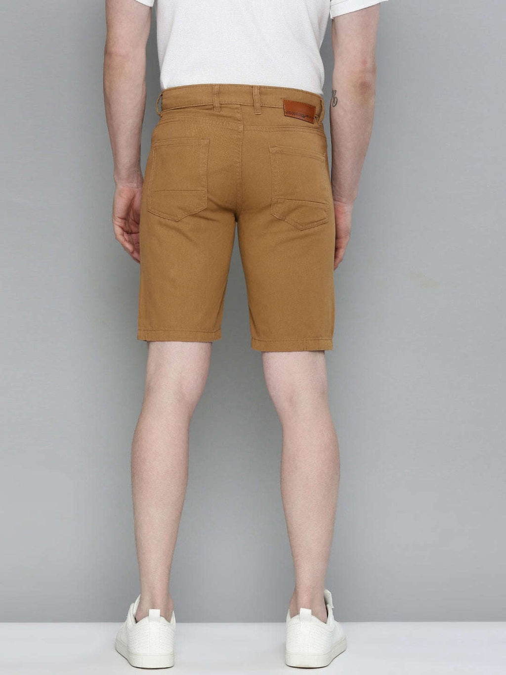 Men's Khaki Slim Fit Solid Casual Shorts