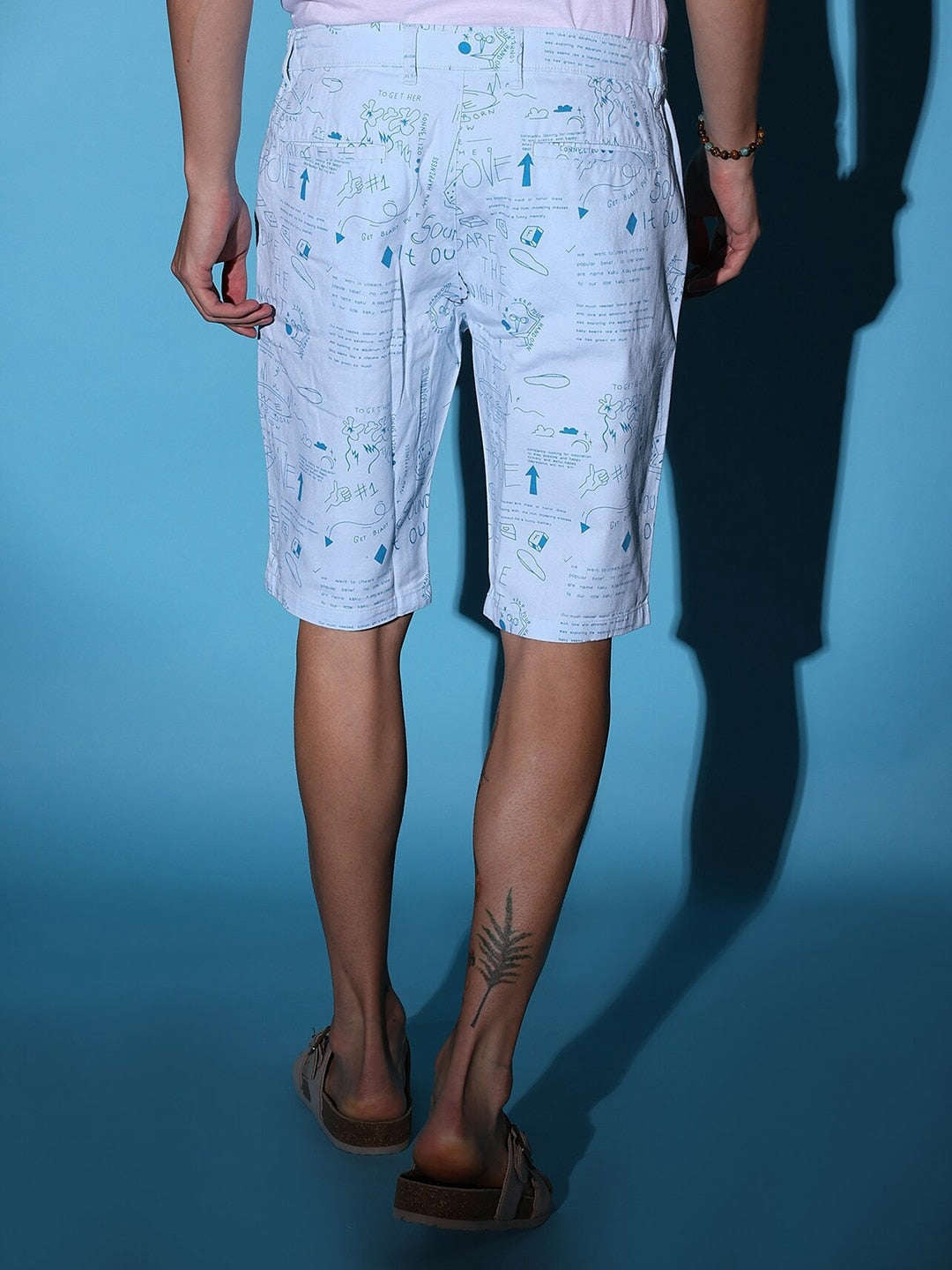 Men's White Printed Shorts