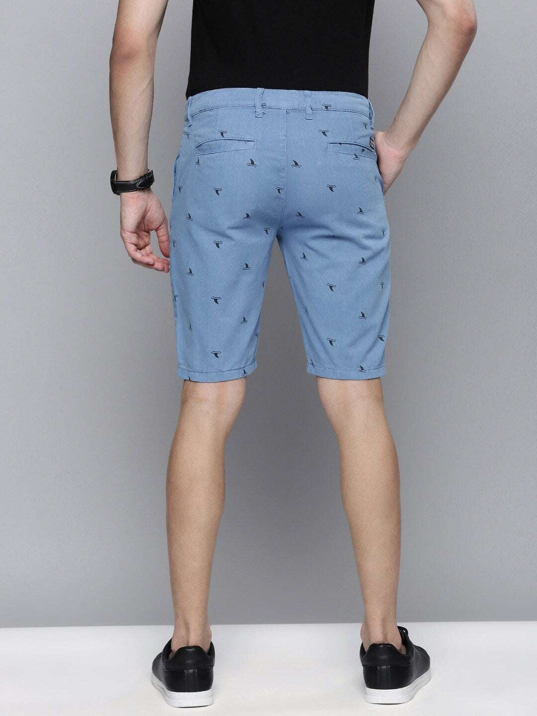 Men's Blue Slim Fit Solid Casual Shorts