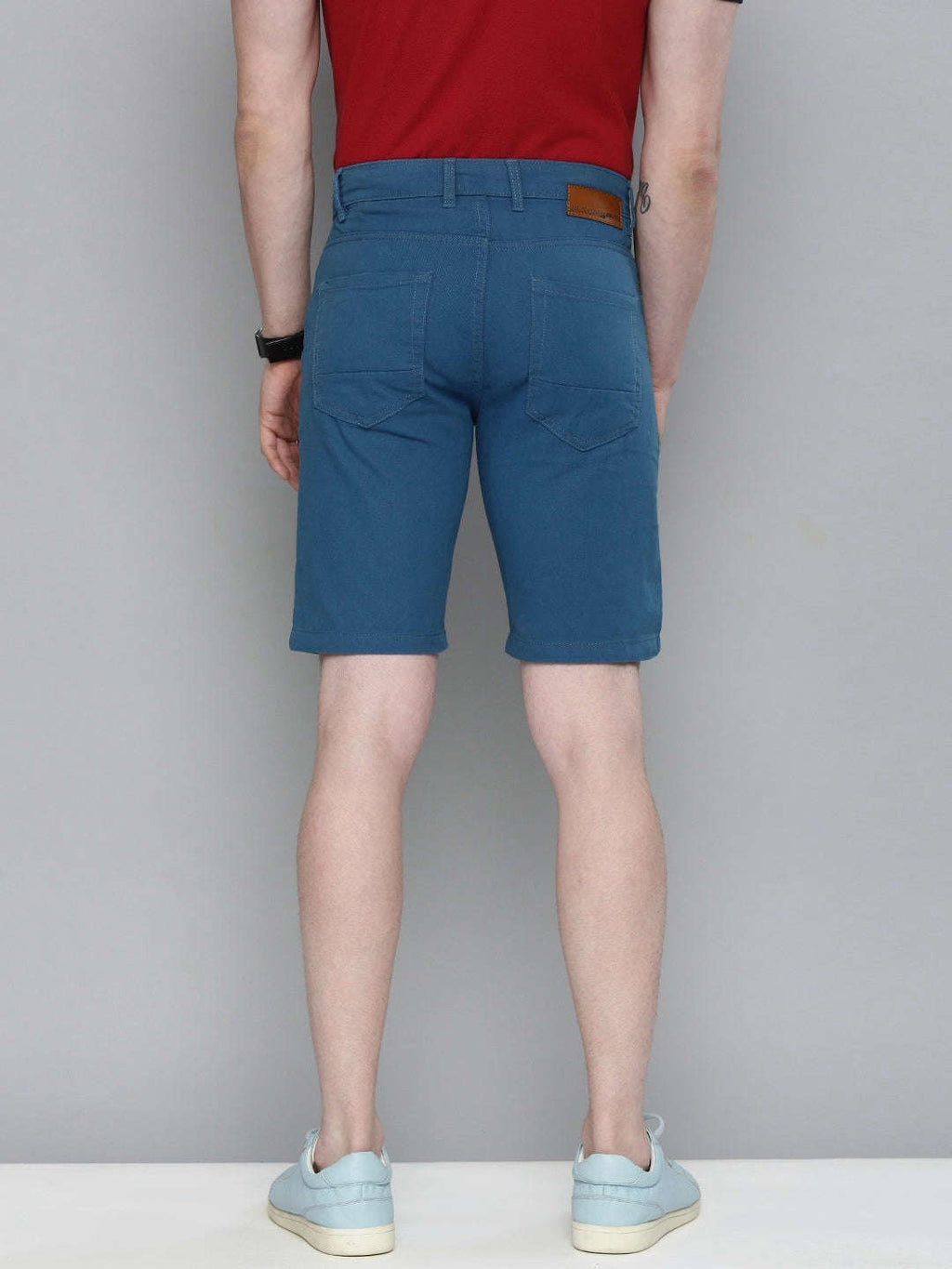Men's Blue Slim Fit Solid Casual Shorts