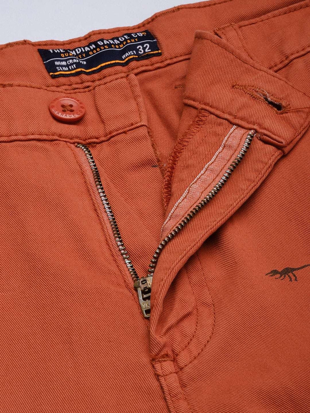 Men's Rust Slim Fit Printed Casual Shorts