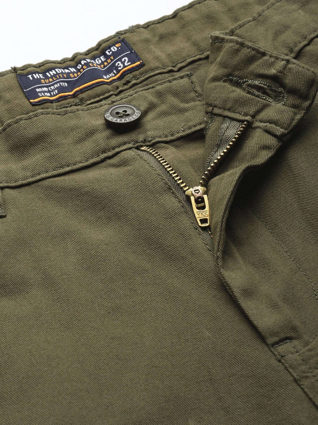 Men's Olive Slim Fit Solid Casual Shorts