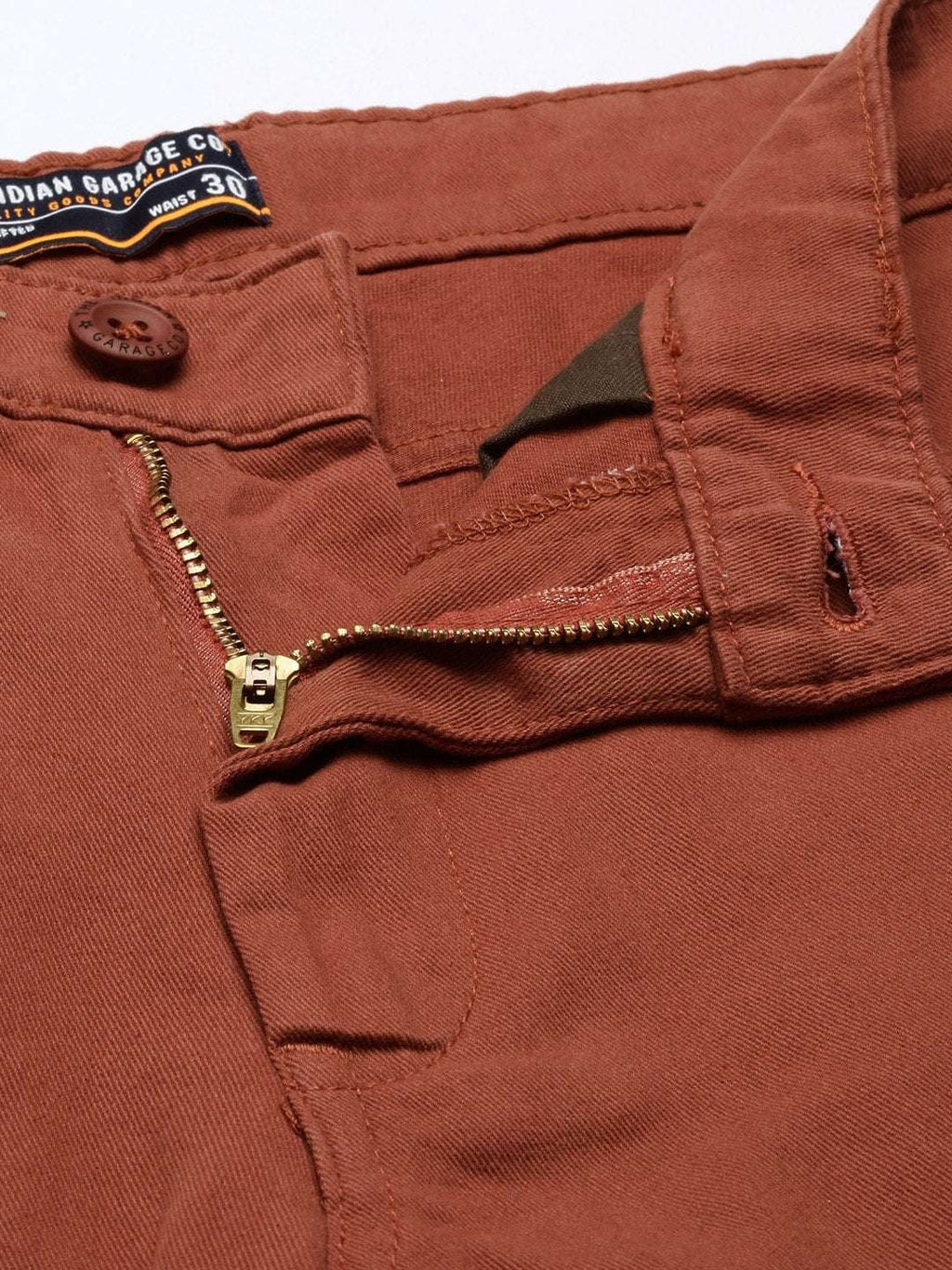 Men's Rust Slim Fit Solid Casual Shorts