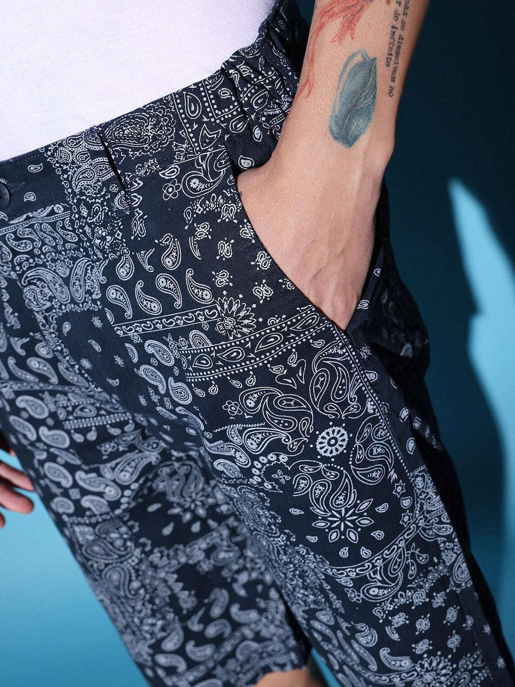 Men's Navy Printed Shorts