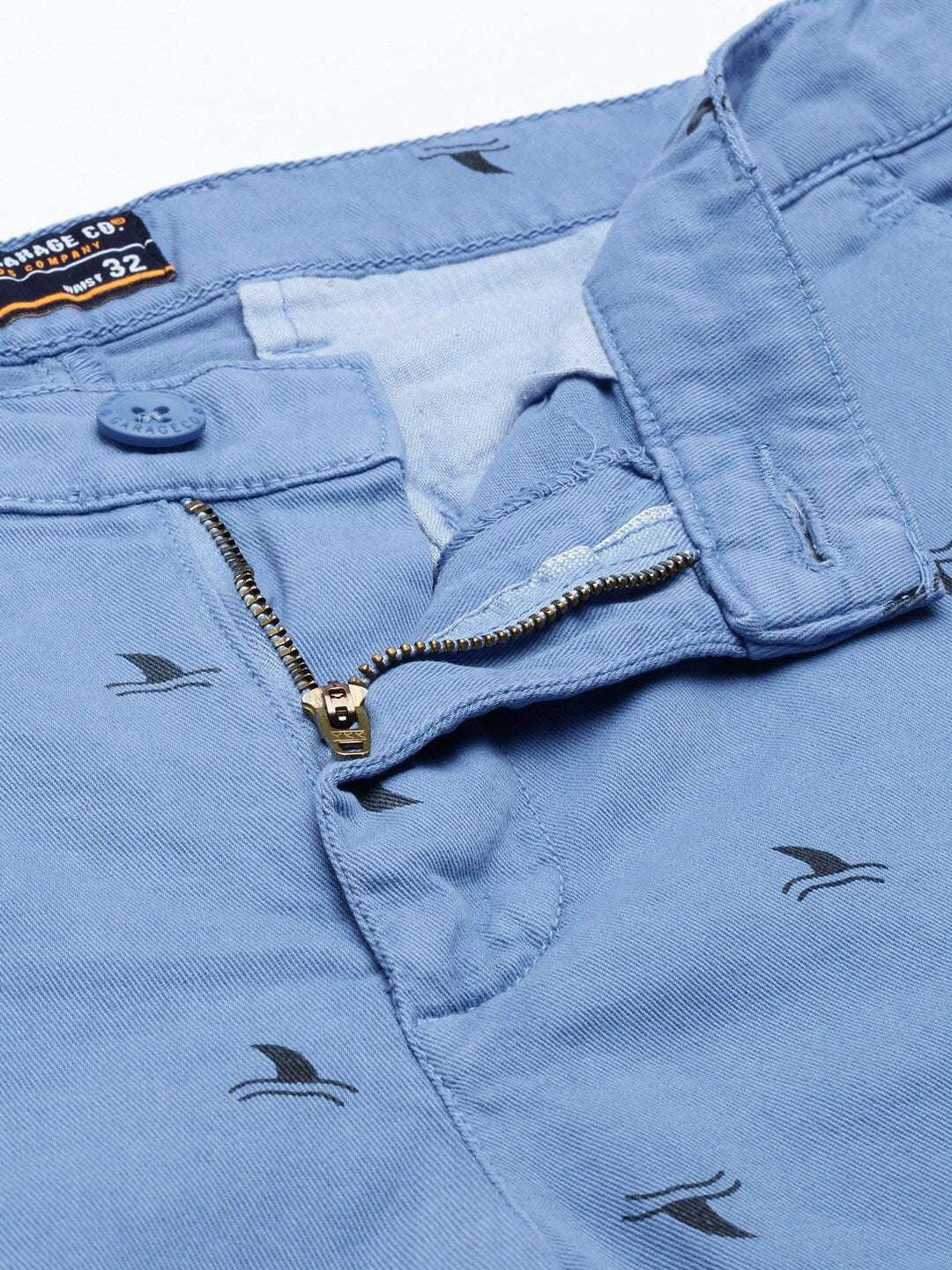 Men's Blue Slim Fit Solid Casual Shorts