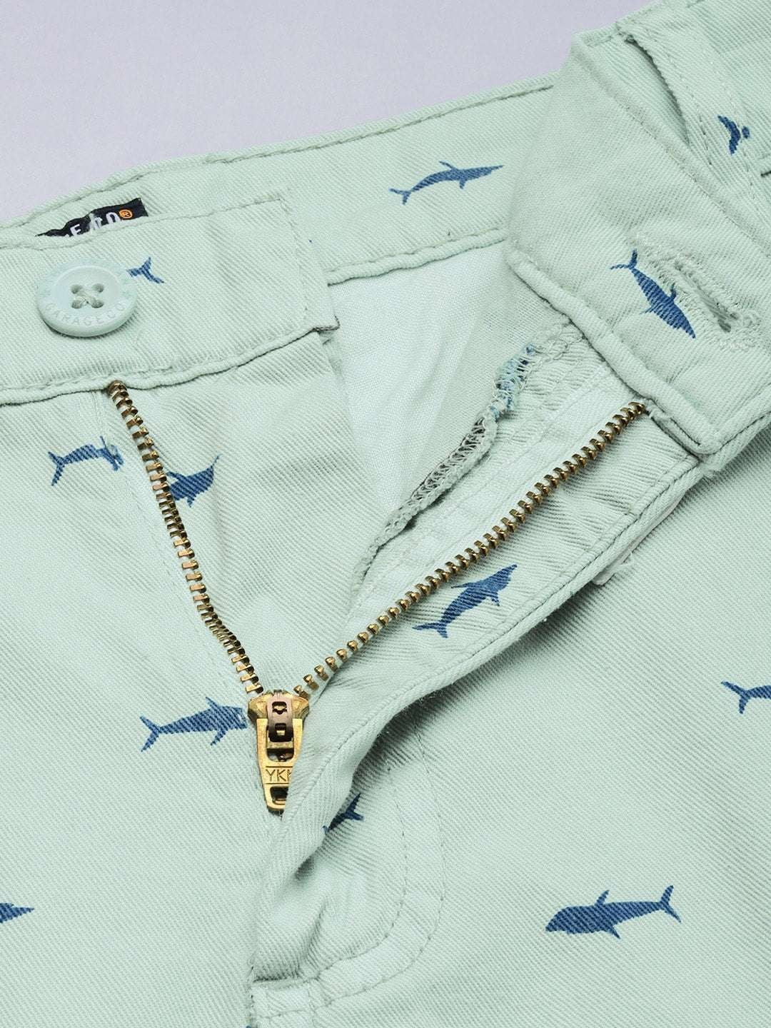 Men's Green Slim Fit Printed Casual Shorts