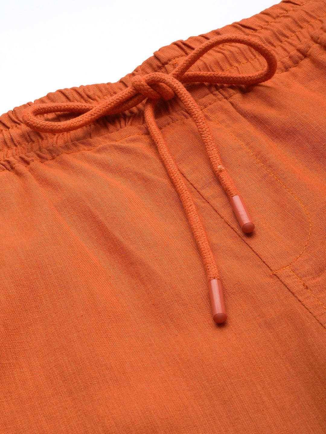 Men's Orange Slim Fit Solid Casual Shorts