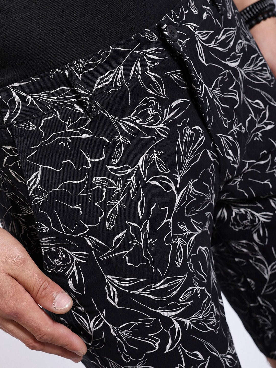 Men's Black Printed Shorts