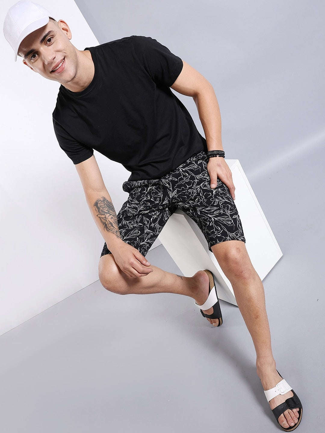 Men's Black Printed Shorts