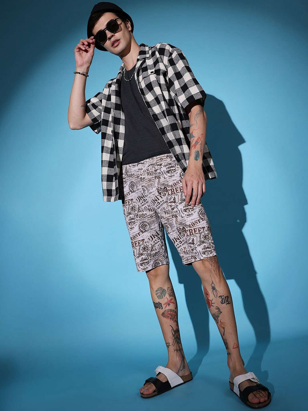 Men's Grey Printed Shorts