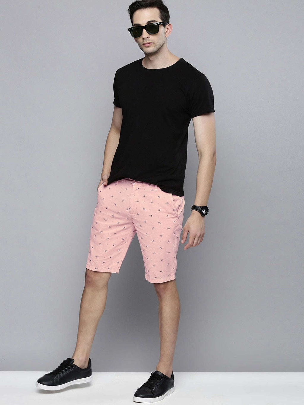 Men's Silver Slim Fit Solid Casual Shorts