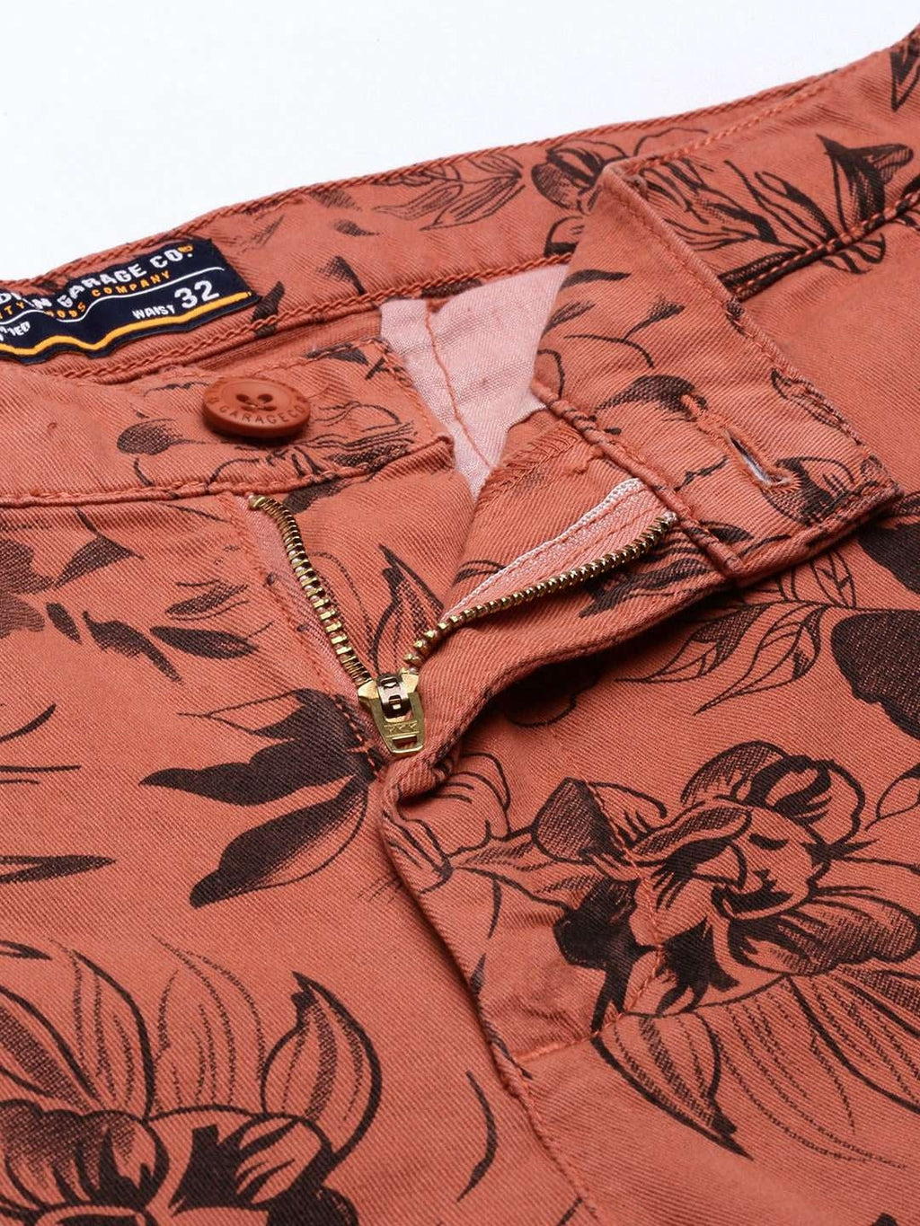 Men's Rust Slim Fit Solid Casual Shorts