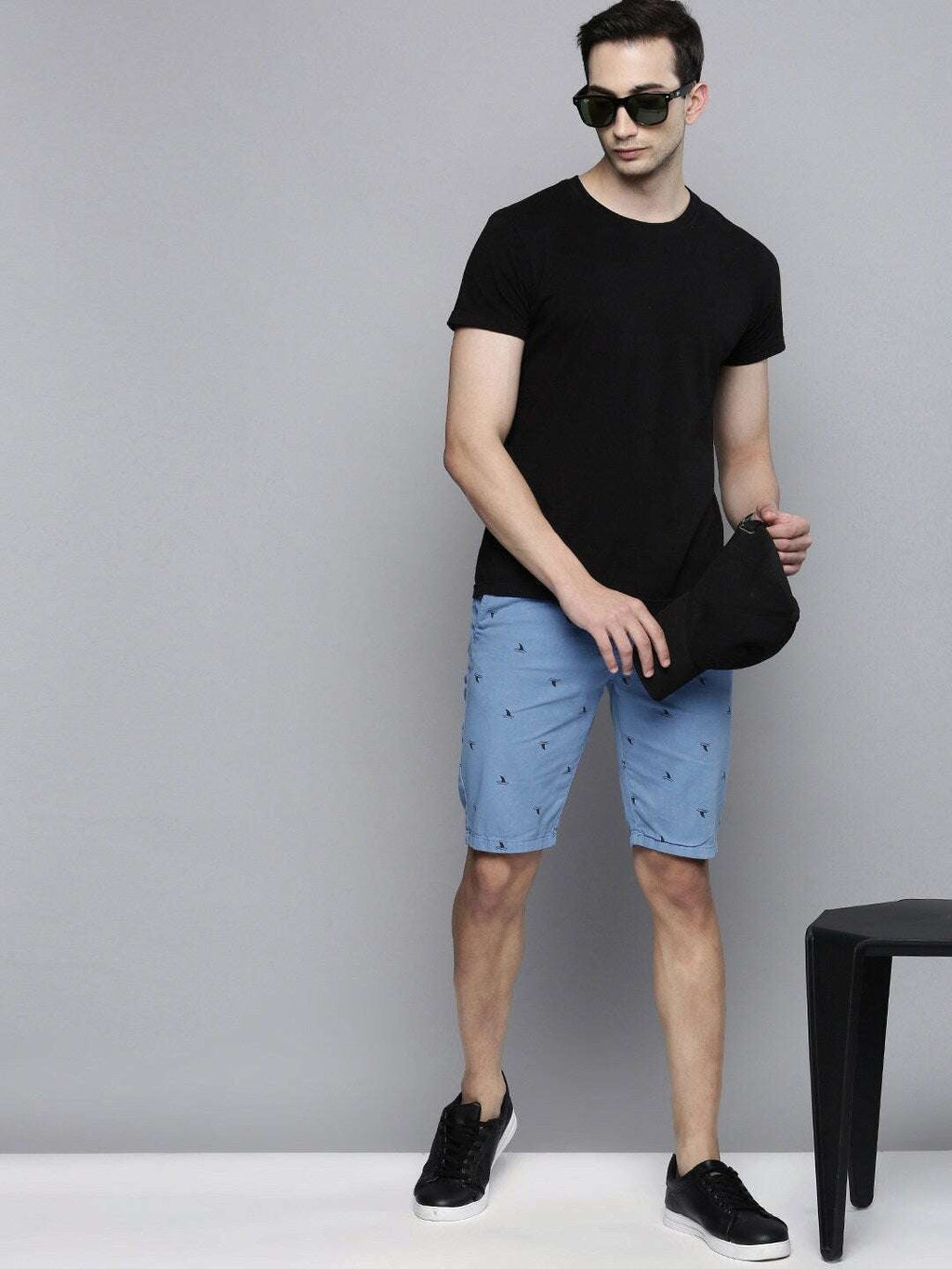 Men's Blue Slim Fit Solid Casual Shorts