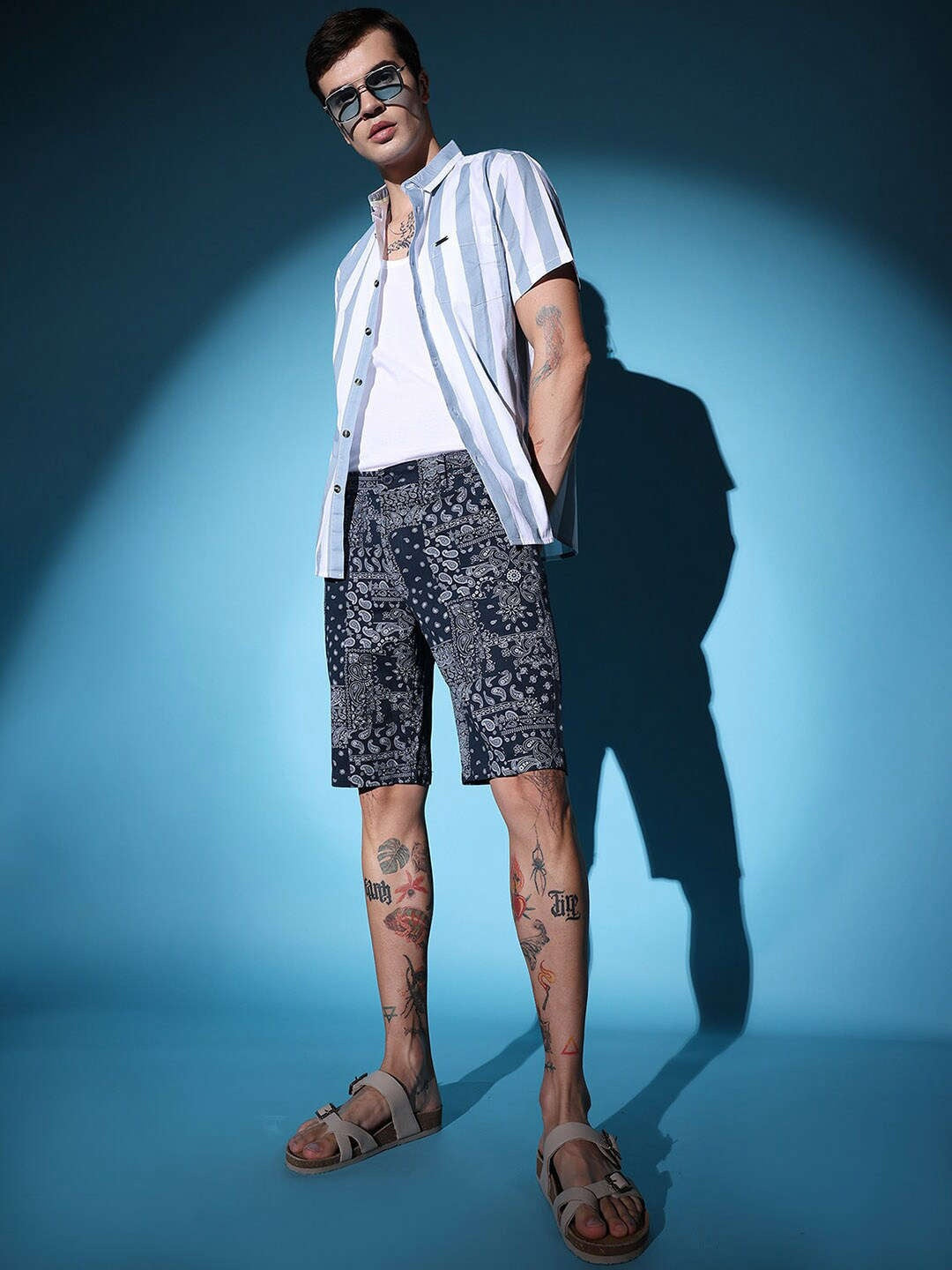 Men's Navy Printed Shorts