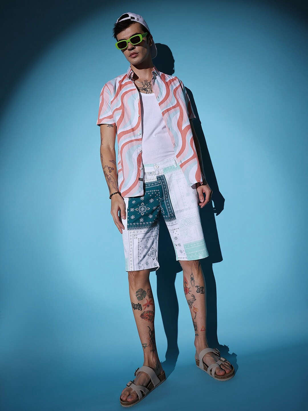 Men's Blue Printed Shorts