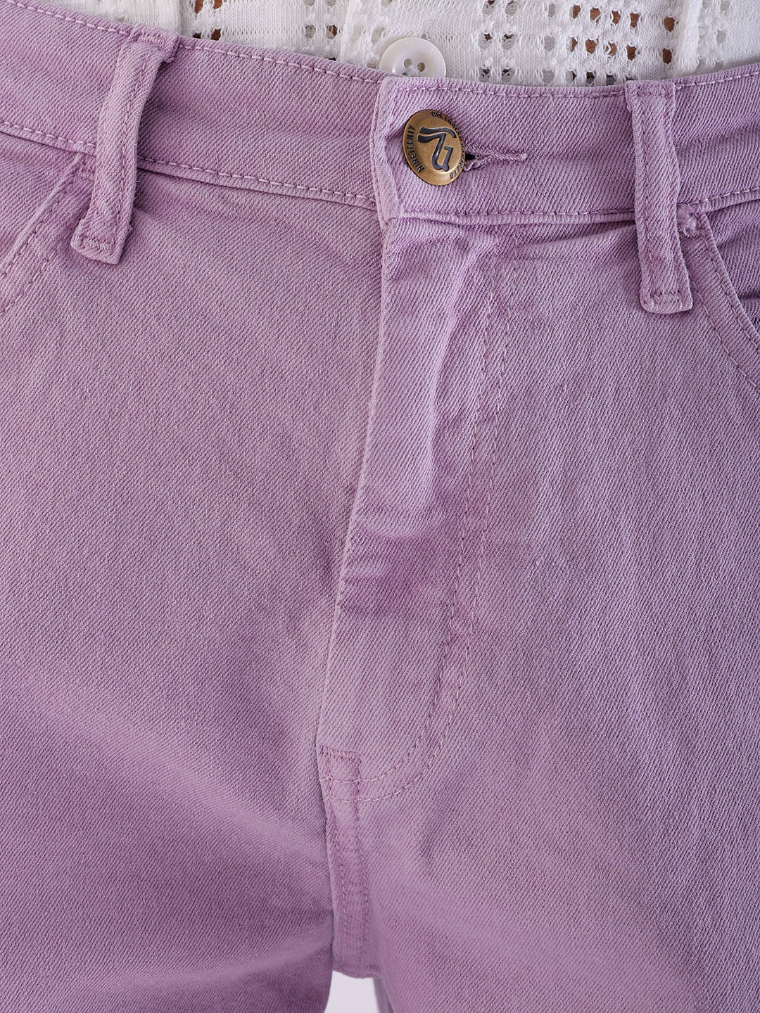 Men's Sea Fog Relaxed Fit Solid Utility Denim Shorts