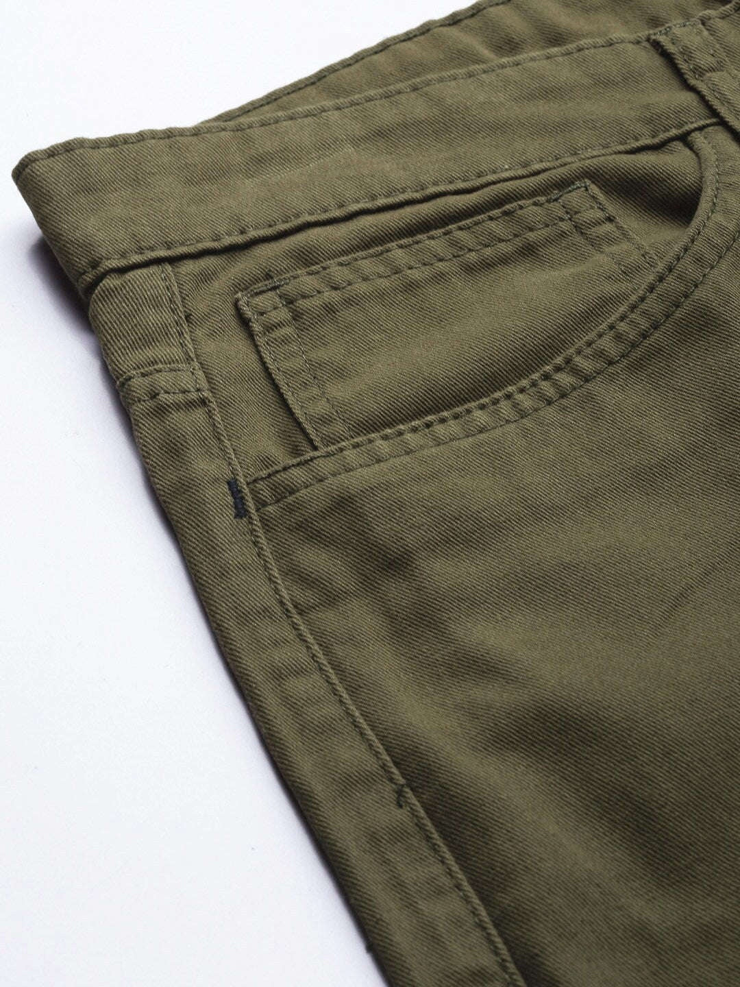 Men's Olive Slim Fit Solid Casual Shorts