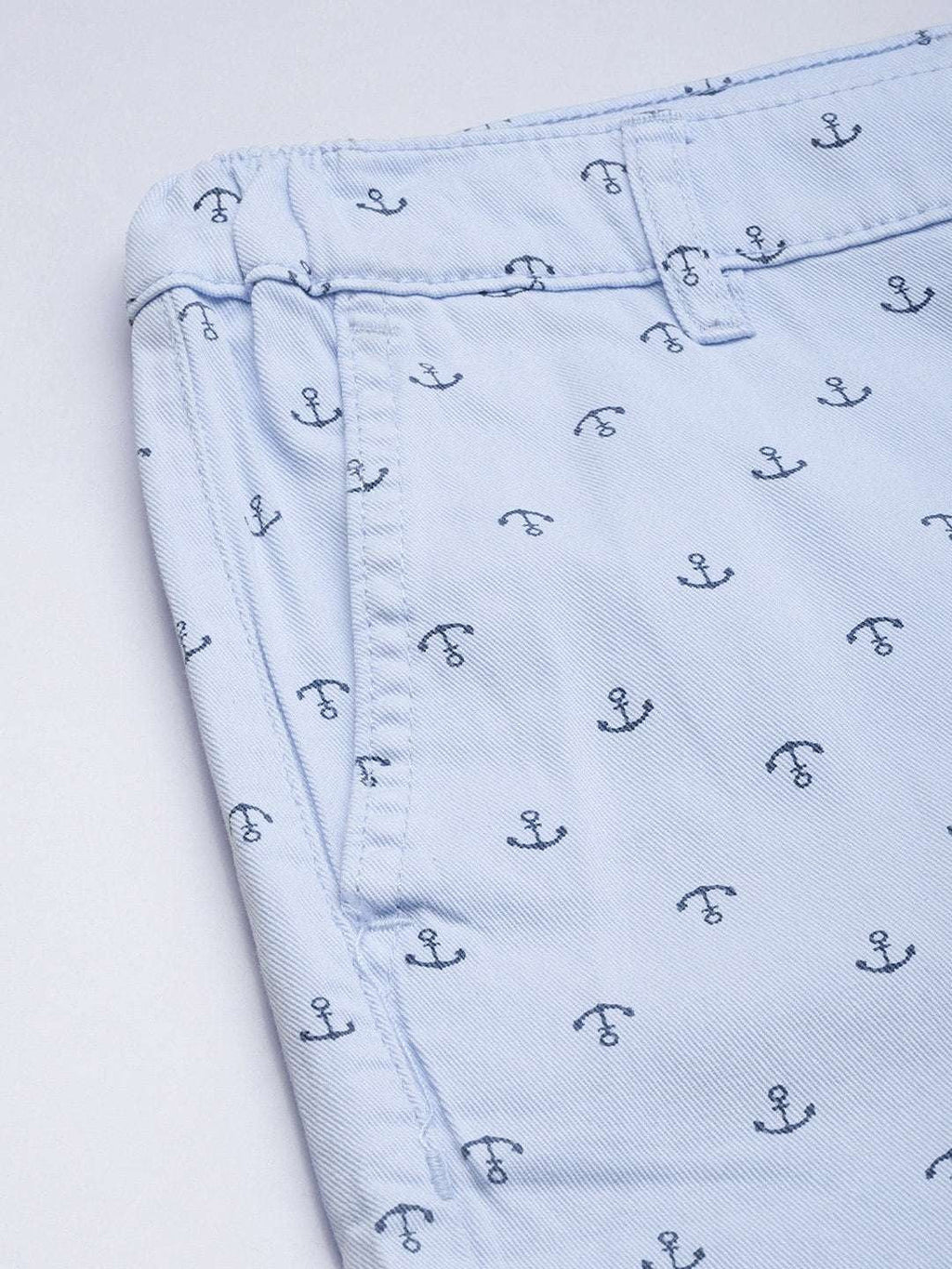 Men's Blue Slim Fit Printed Casual Shorts