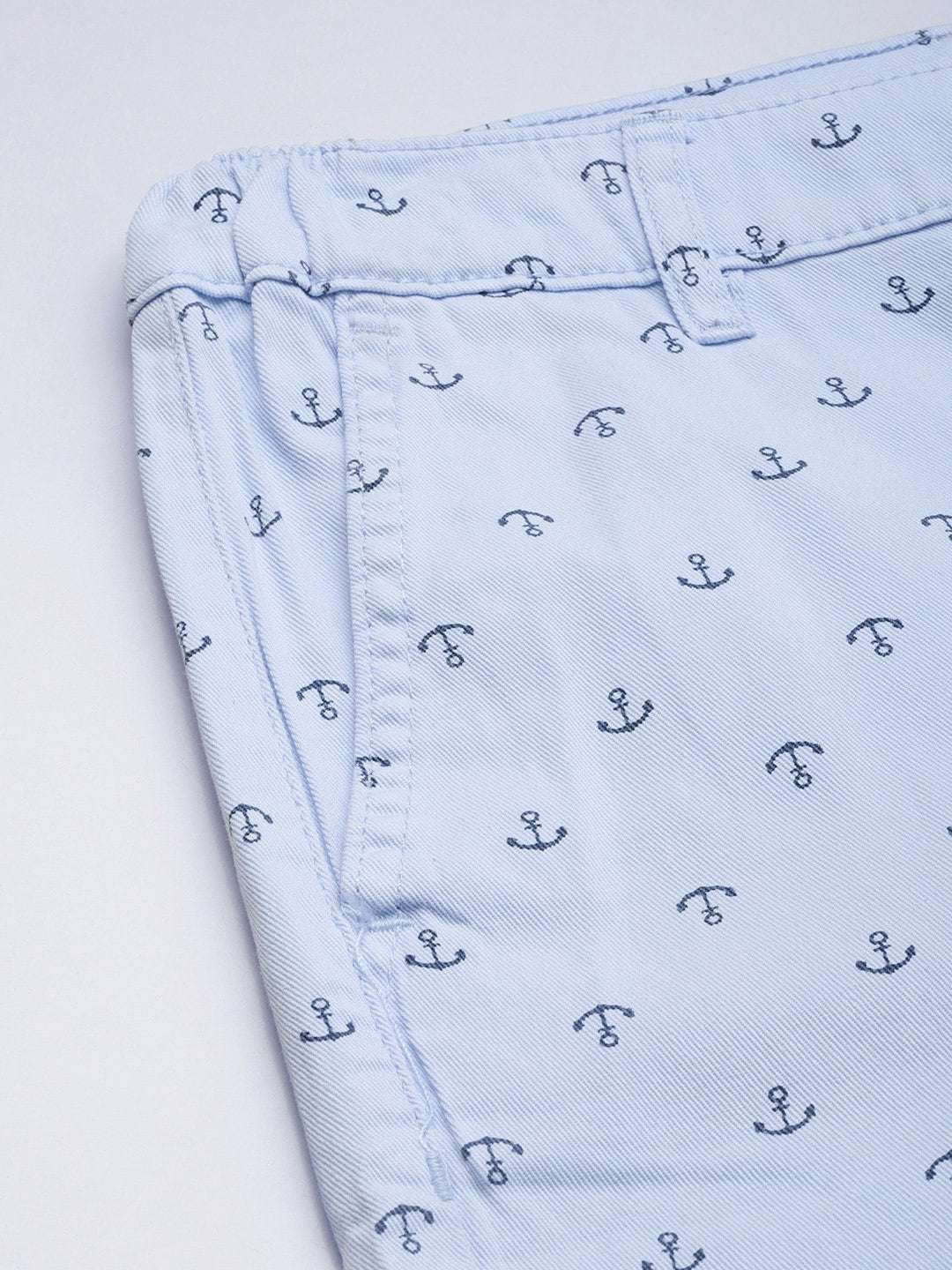 Men's Blue Slim Fit Printed Casual Shorts