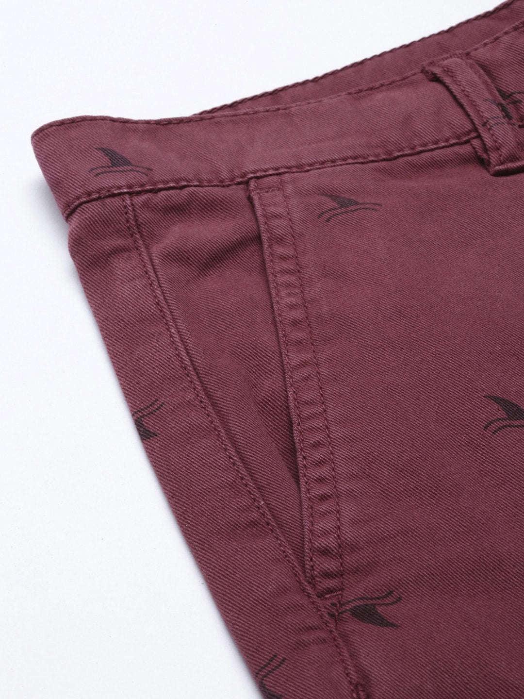 Men's Maroon Slim Fit Solid Casual Shorts
