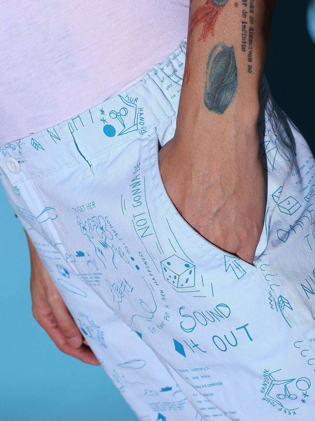 Men's White Printed Shorts