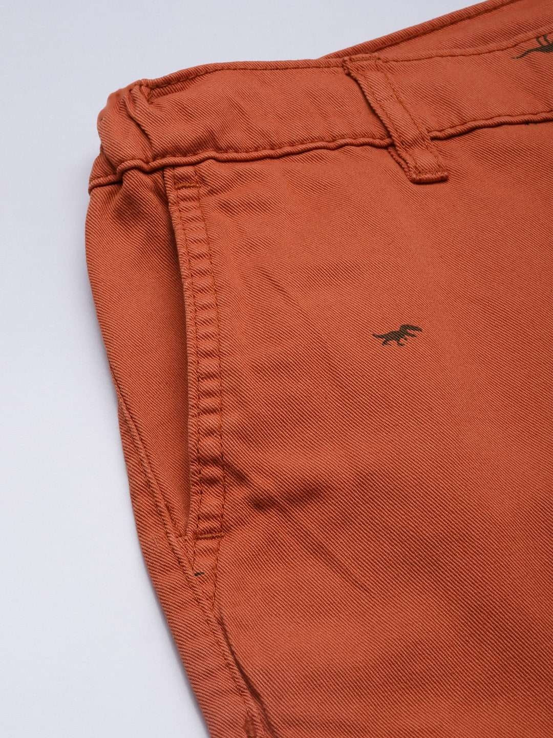 Men's Rust Slim Fit Printed Casual Shorts
