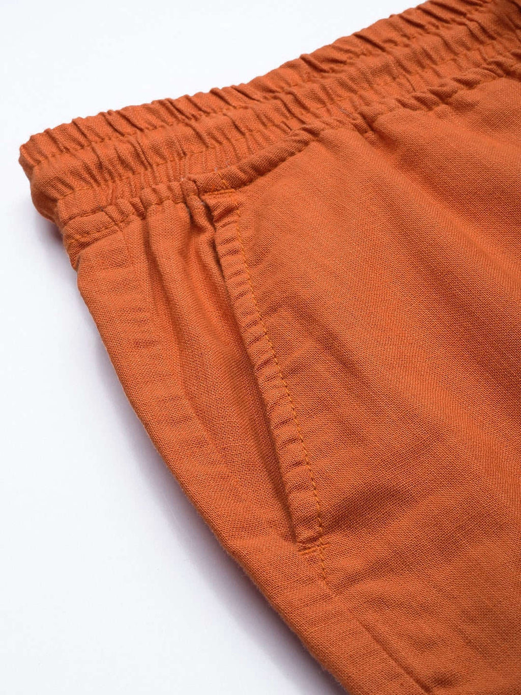 Men's Orange Slim Fit Solid Casual Shorts