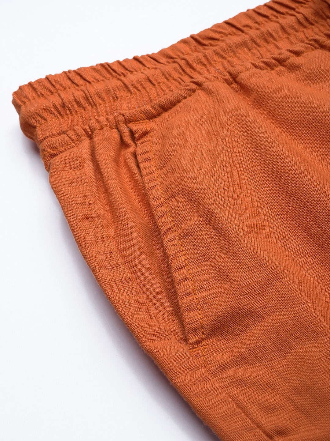 Men's Orange Slim Fit Solid Casual Shorts