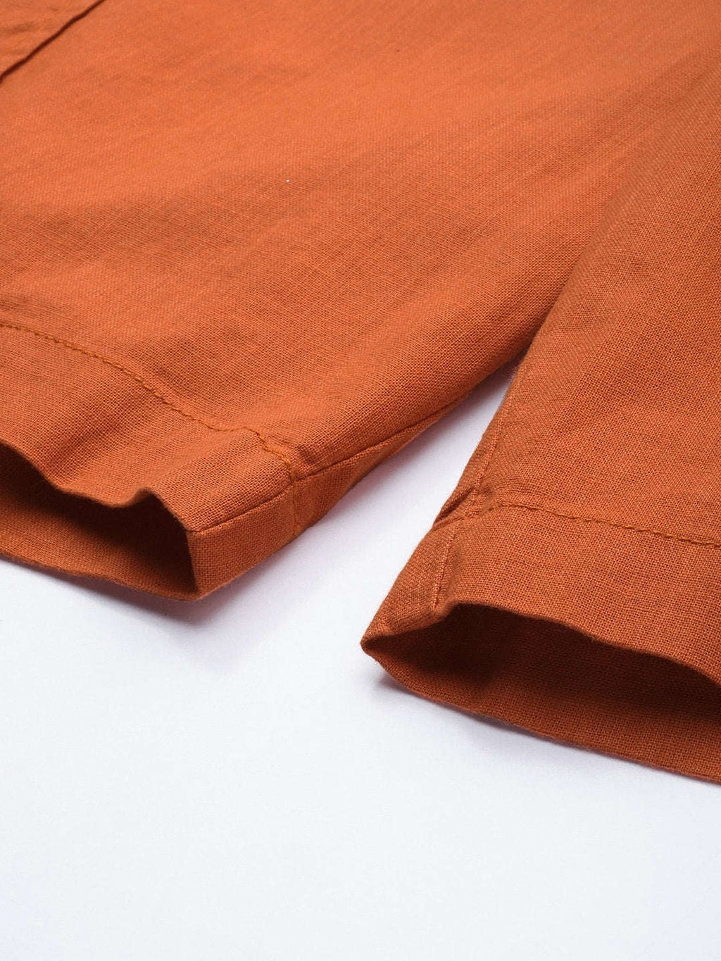 Men's Orange Slim Fit Solid Casual Shorts