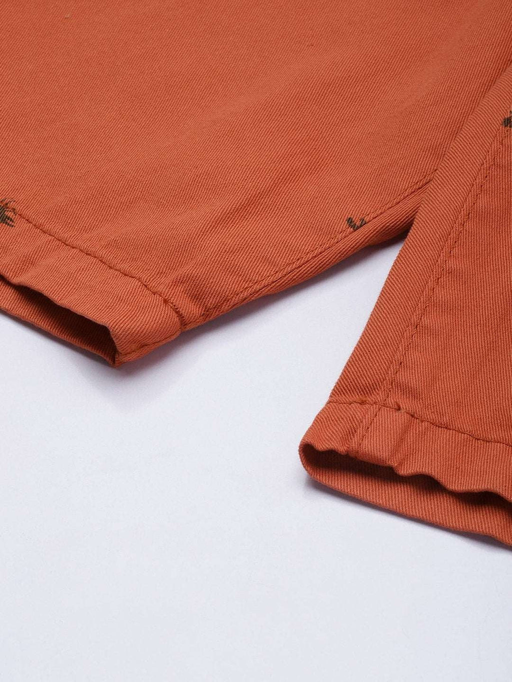 Men's Rust Slim Fit Printed Casual Shorts