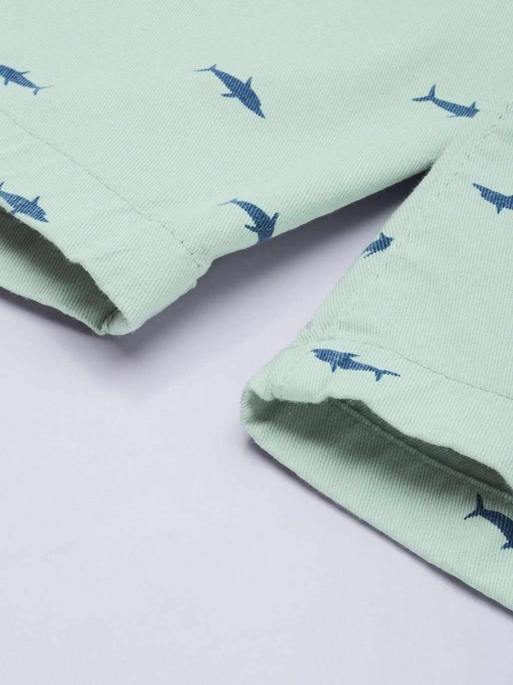 Men's Green Slim Fit Printed Casual Shorts