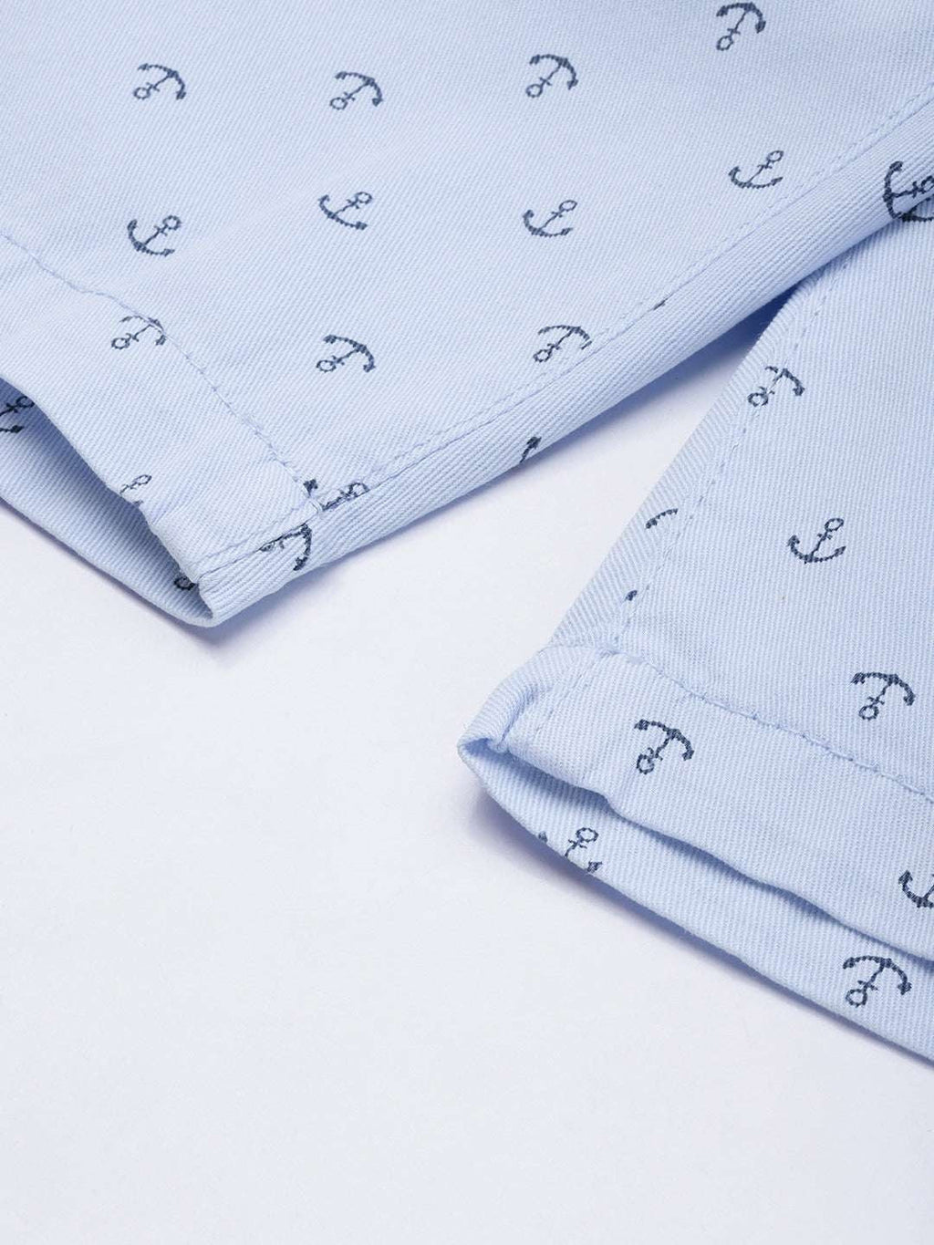 Men's Blue Slim Fit Printed Casual Shorts
